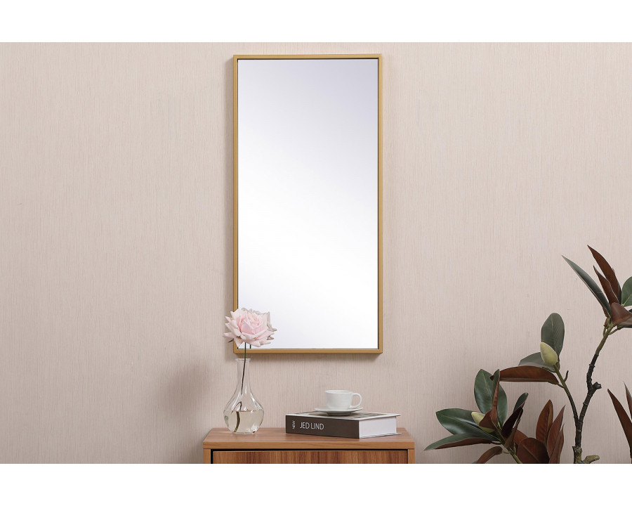 Elegant Wall Mirror - Brass, L 28" (MR41428BR)