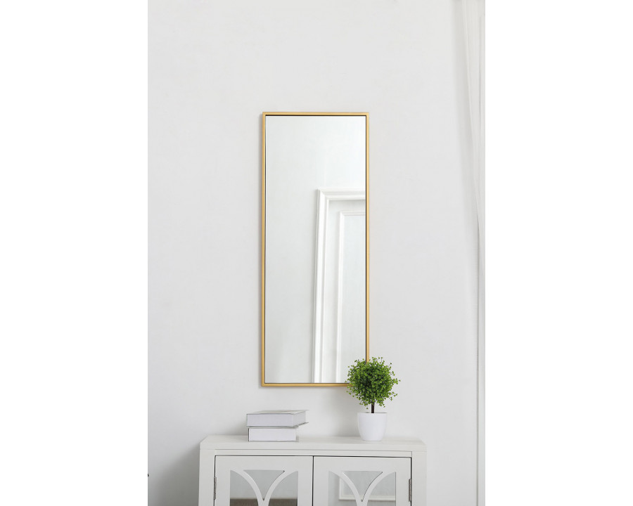 Elegant Wall Mirror - Brass, L 14" (MR41436BR)