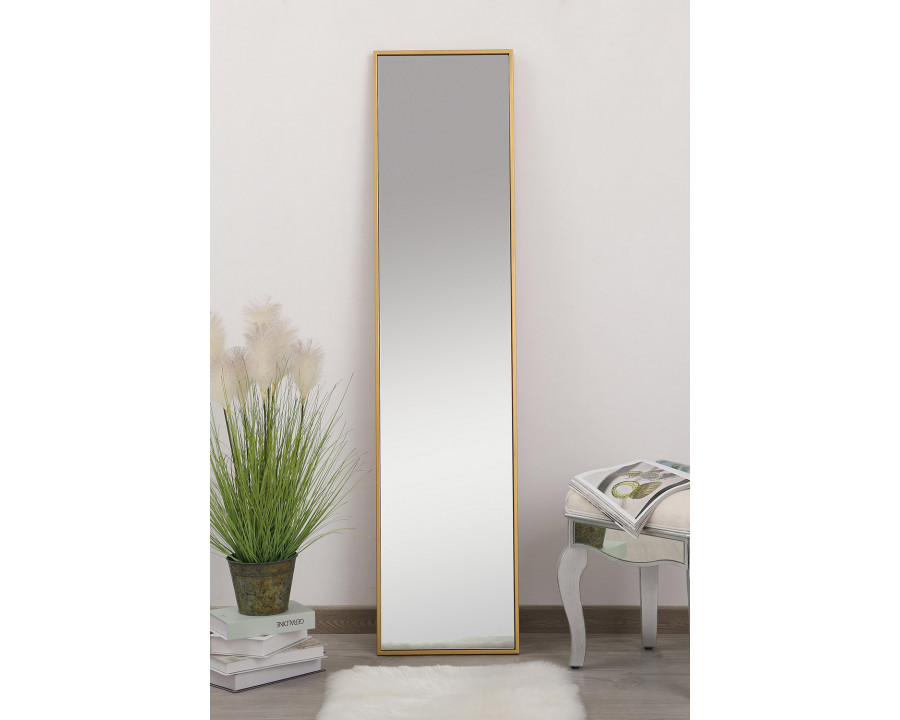 Elegant 14" Metal Frame Rectangle Mirror - Brass (MR41460BR)