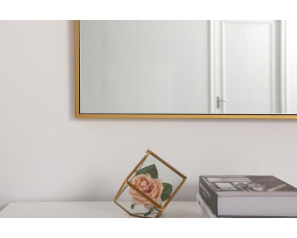 Elegant 14" Metal Frame Rectangle Mirror - Brass (MR41460BR)