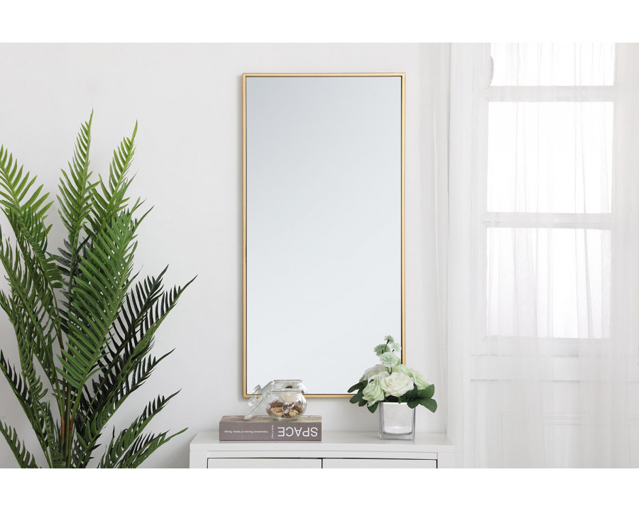 Elegant Wall Mirror - Brass, L 18" (MR41836BR)