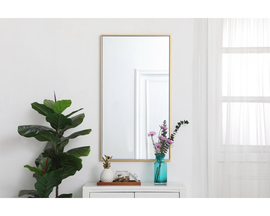 Elegant Wall Mirror - Brass, L 20" (MR42036BR)