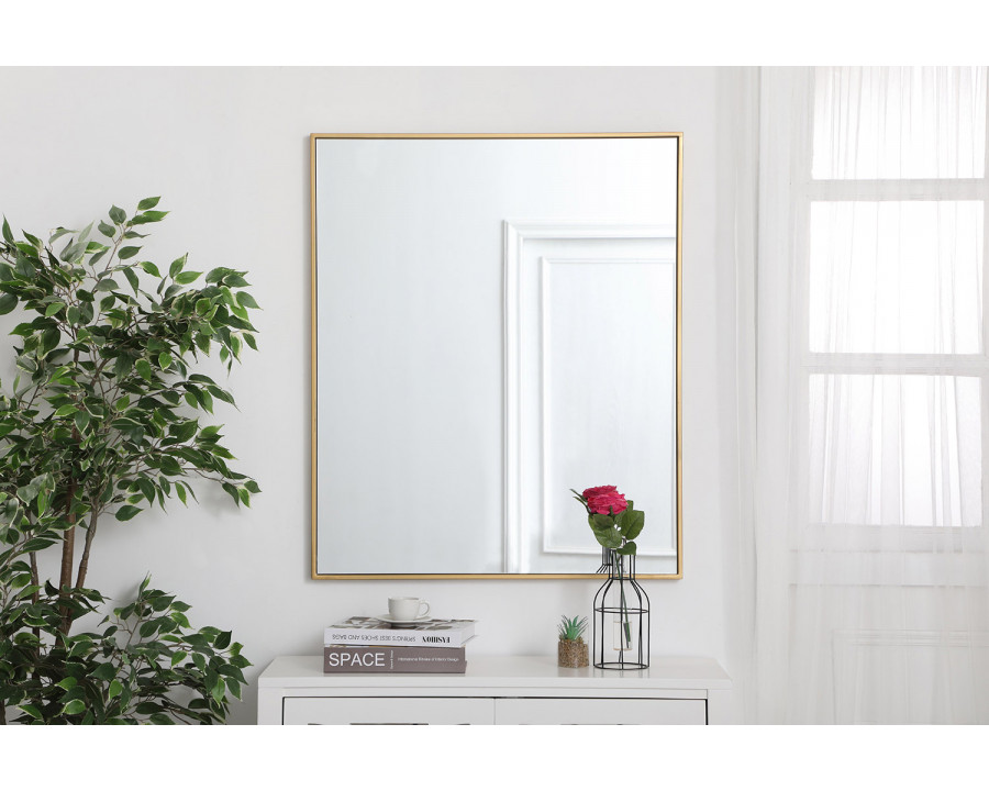 Elegant Wall Mirror - Brass, L 36" (MR43036BR)