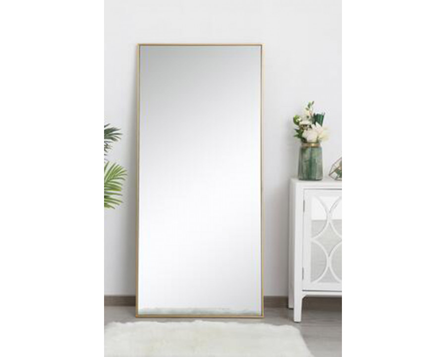 Elegant 30" Metal Frame Rectangle Mirror - Brass (MR43060BR)