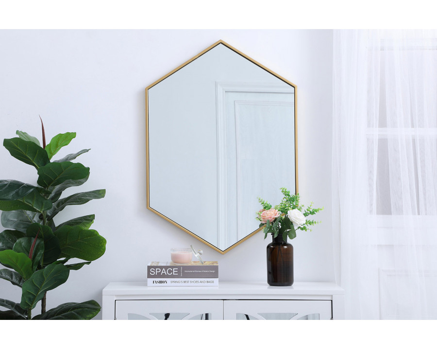 Elegant Wall Mirror - Brass, L 24" (MR4424BR)