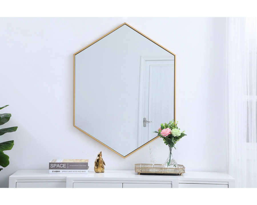 Elegant Wall Mirror - Brass, L 30" (MR4430BR)