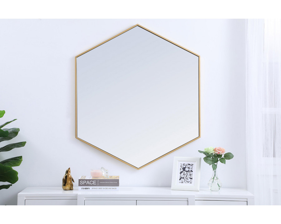 Elegant Wall Mirror - Brass, L 41" (MR4541BR)