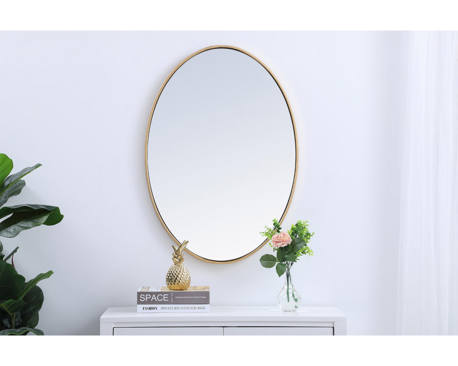 Elegant Wall Mirror - Brass, L 34" (MR4624BR)