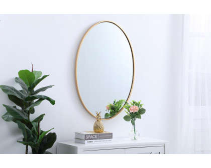 Elegant Wall Mirror - Brass, L 34" (MR4624BR)