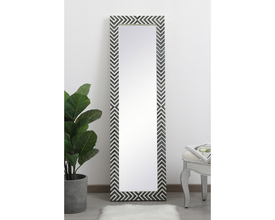 Elegant Wall Mirror - Black/White, D 18", H 60" (MR51860)