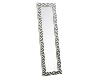 Elegant Wall Mirror - Black/White, D 18", H 60" (MR51860)