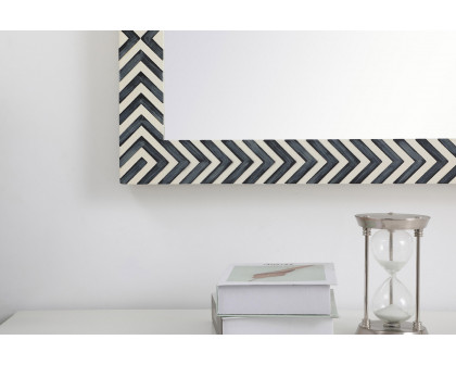 Elegant Wall Mirror - Black/White, D 18", H 60" (MR51860)