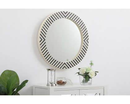 Elegant Wall Mirror - Black/White, D 24", H 24" (MR52424)