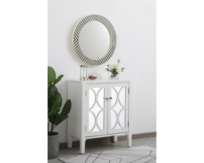 Elegant Wall Mirror - Black/White, D 24", H 24" (MR52424)