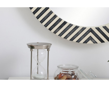 Elegant Wall Mirror - Black/White, D 24", H 24" (MR52424)