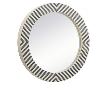 Elegant Wall Mirror - Black/White, D 24", H 24" (MR52424)