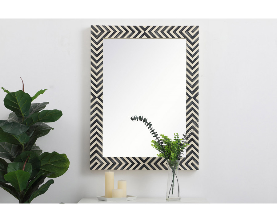 Elegant Wall Mirror - Black/White, D 24", H 32" (MR52432)