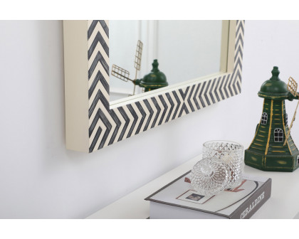 Elegant Wall Mirror - Black/White, D 24", H 32" (MR52432)