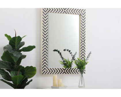 Elegant Wall Mirror - Black/White, D 24", H 32" (MR52432)