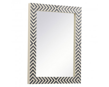 Elegant Wall Mirror - Black/White, D 24", H 32" (MR52432)