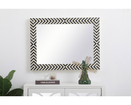 Elegant Wall Mirror - Black/White, D 24", H 32" (MR52432)