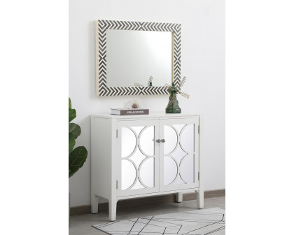 Elegant Wall Mirror - Black/White, D 24", H 32" (MR52432)