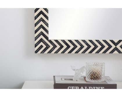 Elegant Wall Mirror - Black/White, D 24", H 32" (MR52432)