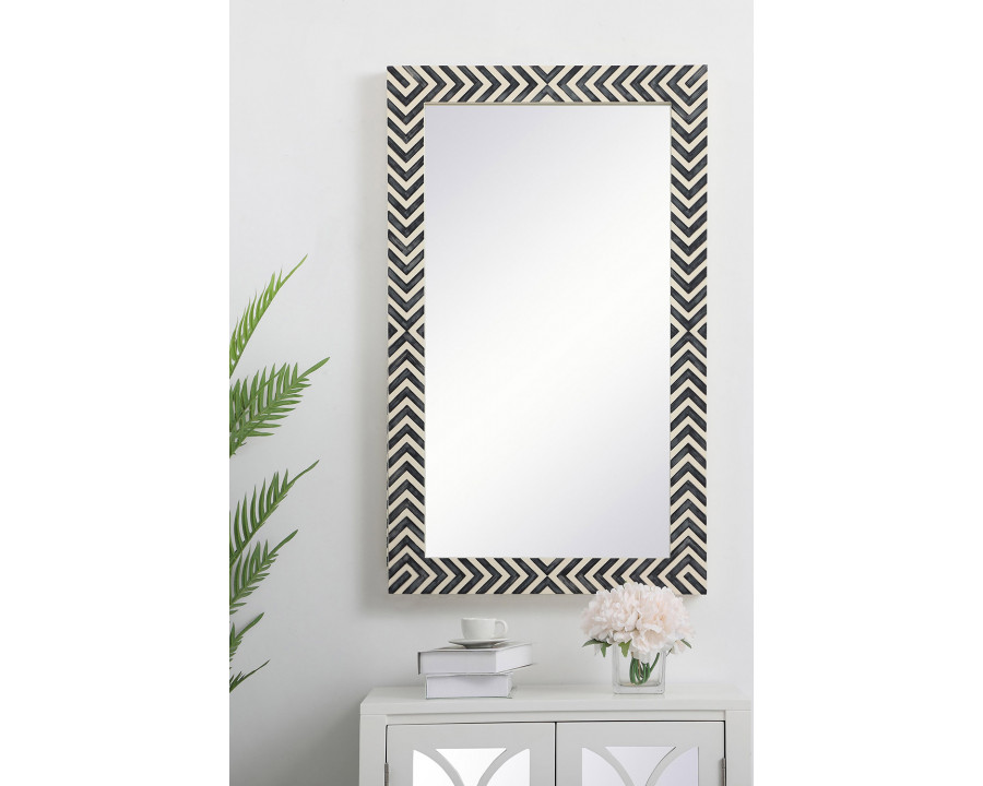 Elegant Wall Mirror - Black/White, D 24", H 40" (MR52440)