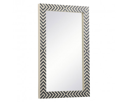 Elegant Wall Mirror - Black/White, D 24", H 40" (MR52440)