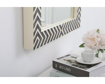 Elegant Wall Mirror - Black/White, D 24", H 40" (MR52440)