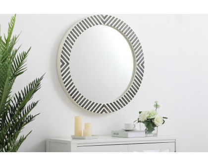 Elegant Wall Mirror - Black/White, D 28", H 28" (MR52828)