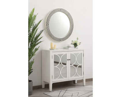 Elegant Wall Mirror - Black/White, D 28", H 28" (MR52828)