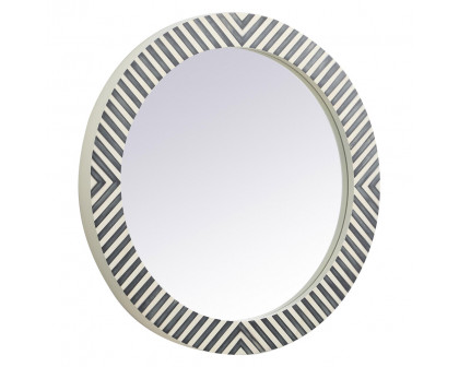 Elegant Wall Mirror - Black/White, D 28", H 28" (MR52828)