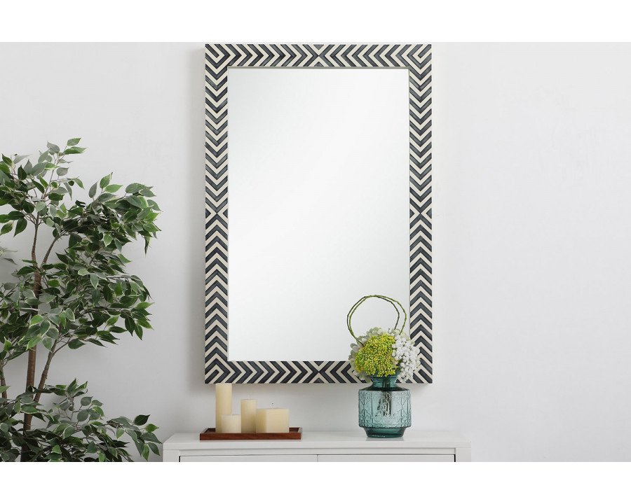 Elegant Wall Mirror - Black/White, D 28", H 42" (MR52842)