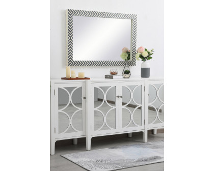 Elegant Wall Mirror - Black/White, D 28", H 42" (MR52842)