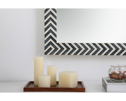 Elegant Wall Mirror - Black/White, D 28", H 42" (MR52842)