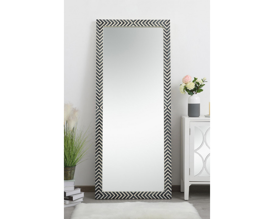 Elegant Wall Mirror - Black/White, D 30", H 72" (MR53072)