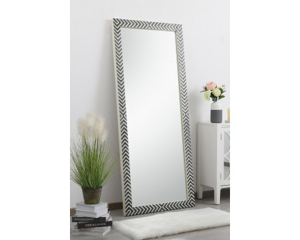 Elegant Wall Mirror - Black/White, D 30", H 72" (MR53072)