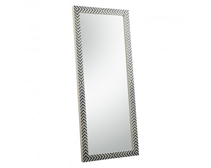 Elegant Wall Mirror - Black/White, D 30", H 72" (MR53072)