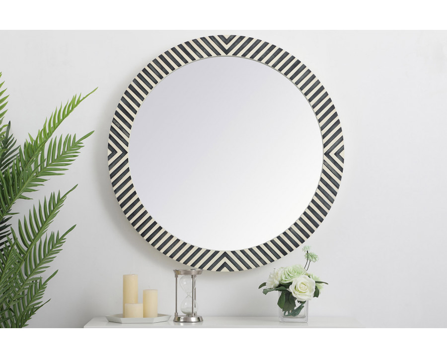 Elegant Wall Mirror - Black/White, D 32", H 32" (MR53232)