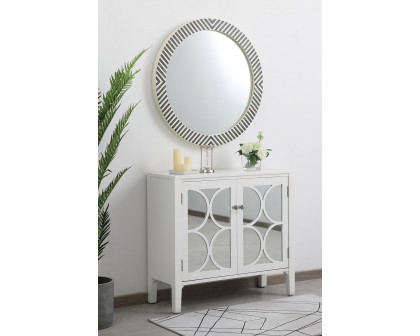 Elegant Wall Mirror - Black/White, D 32", H 32" (MR53232)