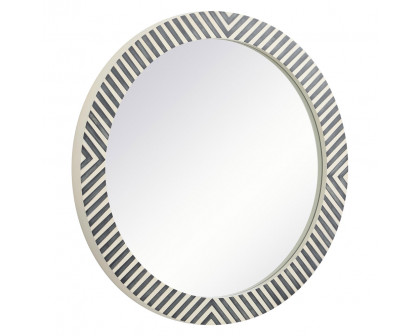 Elegant Wall Mirror - Black/White, D 32", H 32" (MR53232)