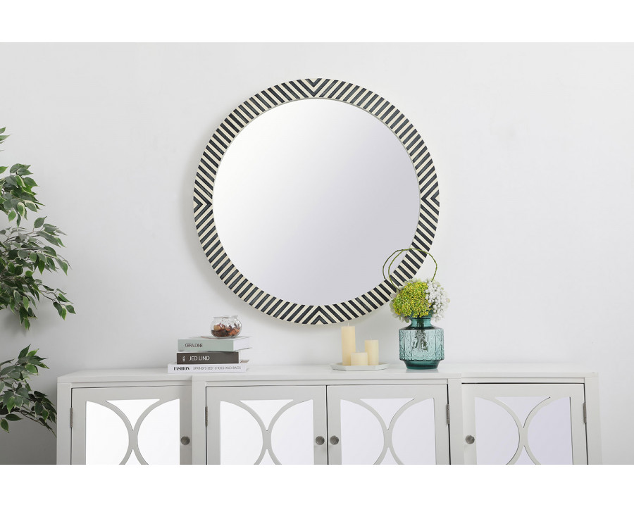 Elegant Wall Mirror - Black/White, D 36", H 36" (MR53636)