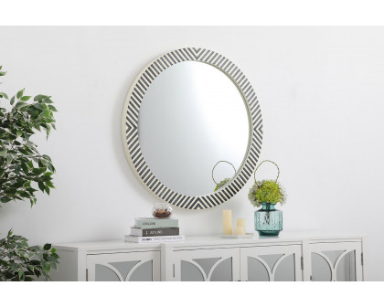 Elegant Wall Mirror - Black/White, D 36", H 36" (MR53636)