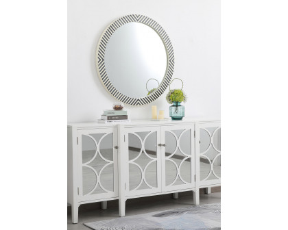 Elegant Wall Mirror - Black/White, D 36", H 36" (MR53636)