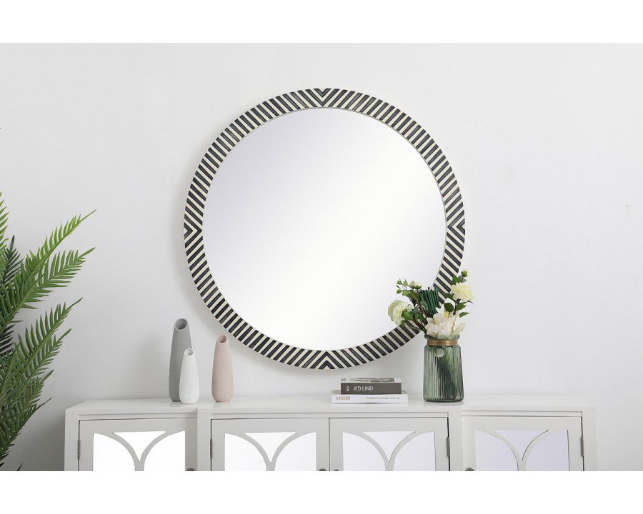 Elegant Wall Mirror - Black/White, D 42", H 42" (MR54242)