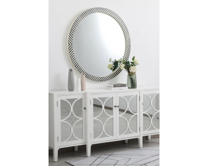 Elegant Wall Mirror - Black/White, D 42", H 42" (MR54242)