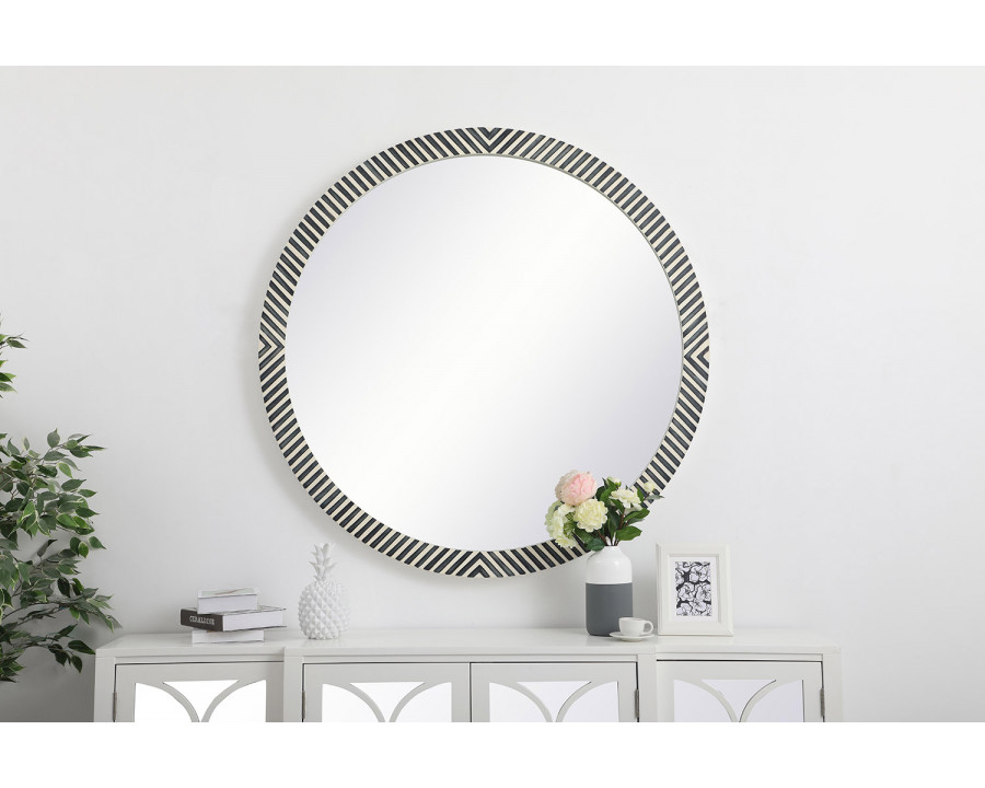 Elegant Wall Mirror - Black/White, D 48", H 48" (MR54848)