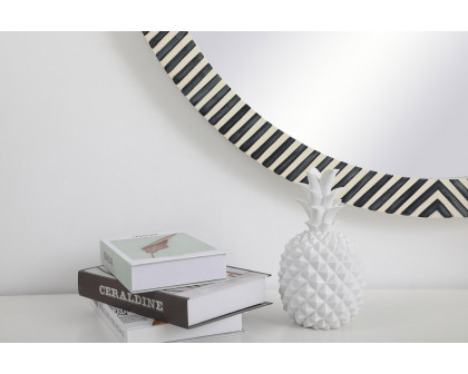 Elegant Wall Mirror - Black/White, D 48", H 48" (MR54848)