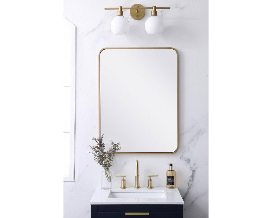 Elegant Wall Mirror - Brass, L 32" (MR802432BR)